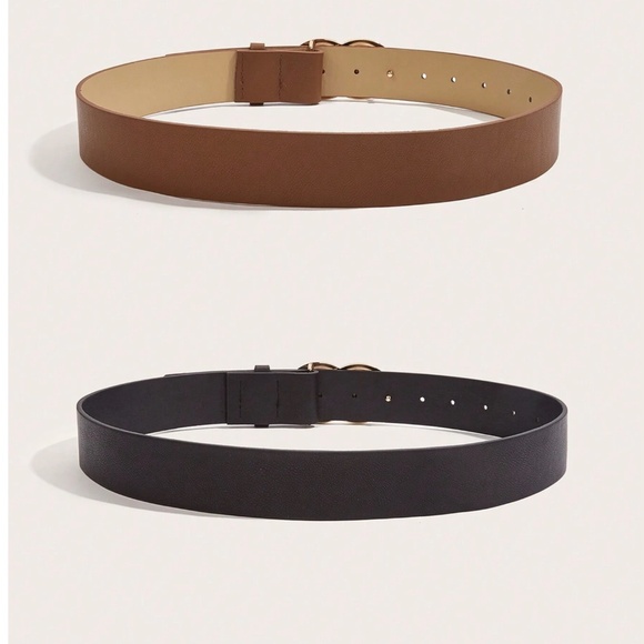 Classic Vegan Leather Gold Tone Buckle Belt Set - Picture 3 of 4